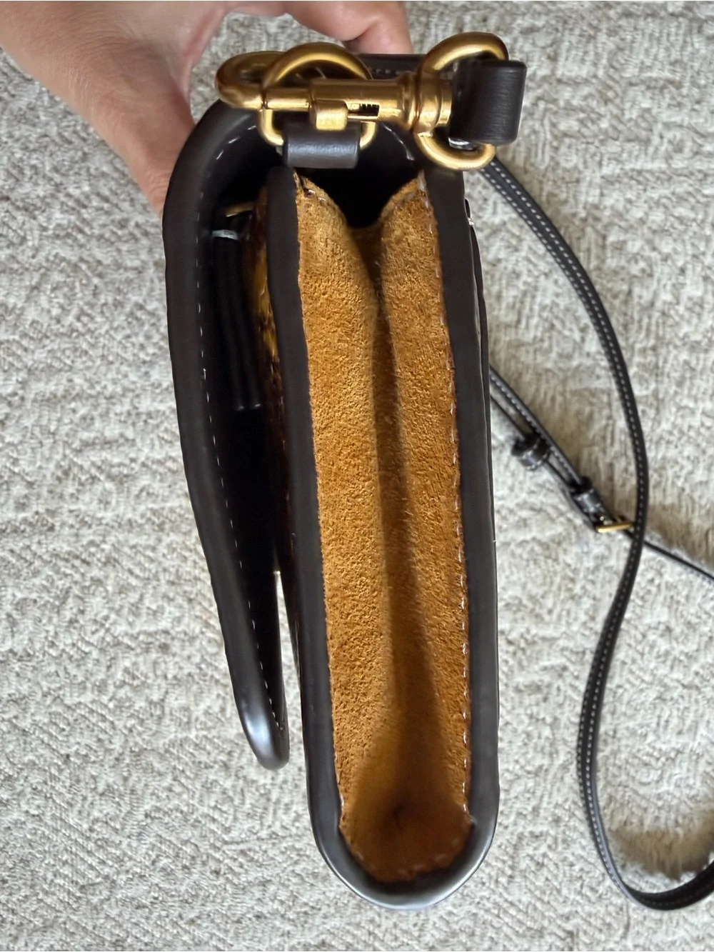 Tory Burch Snake-Print Crossbody in Brown and Black - Picture 5 of 10